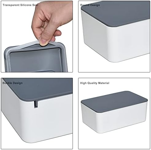 Diaper Wipes Dispenser, Tissue Storage Box Case (Gray-White) - Image 6