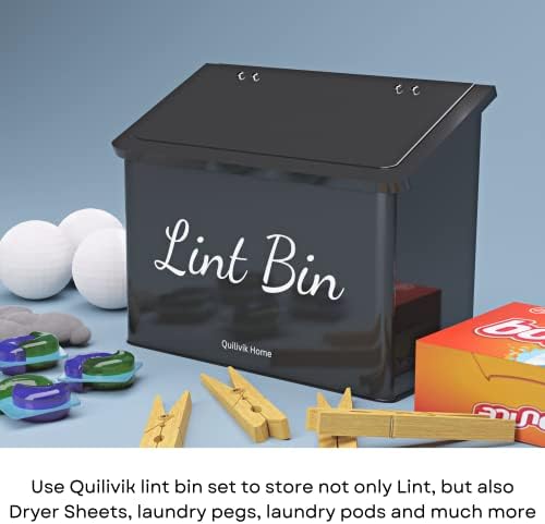 Metal Magnetic Lint Bin With Lid For Laundry Room Decor With Small Lint Holder Bin| Metal Box| Lint Holder Bins for Organzation (Black, Small) - Image 4