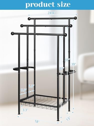 Freestanding Towel Rack for Bathroom, Pool & Outdoor, 3-Tier 39" Metal - Image 3