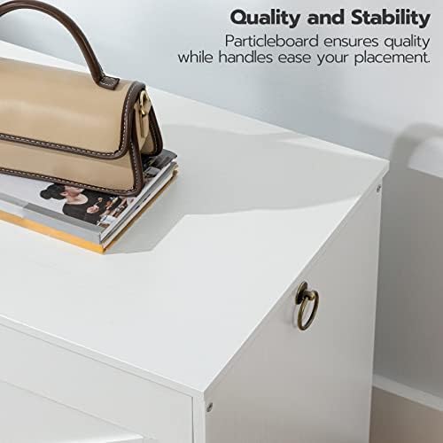 HOOBRO Storage Bench, 29.5” Retro Wooden Storage Chest with U-Shaped Cut-Out Pull, Safety Hinge, Supports 330 lb and Easy Assembly for Toy Box Organizer (White) WT77CW01G1 - Image 5