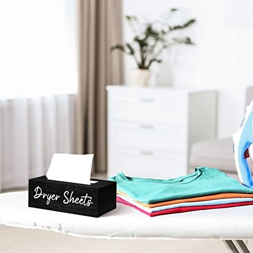 Blulu Dryer Sheet Holder for Laundry Room Wooden Dryer Sheet Container Sheets Dispenser Box Wooden Container Modern for Organizing Fabric Laundry Pods, 7.87 x 4.72 x 2.75 Inches(Black) - Image 6