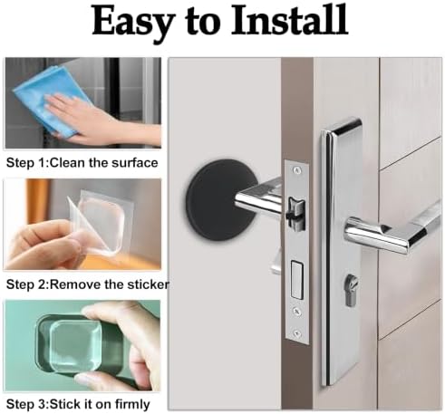 Bovinde Door Stopper Wall Protector,Bumper Knobs 6 PCS (Round Shiny Black) - Image 6