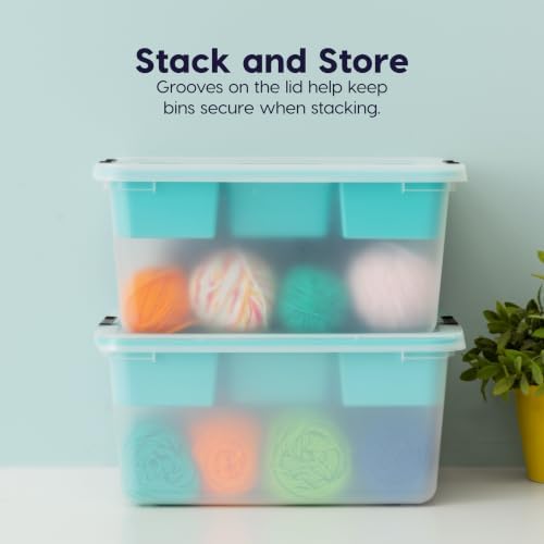 IRIS USA 18 Quart Craft Storage Organizer with Teal Removable Tray - Image 5