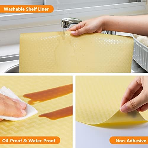 Shelf Liner for Kitchen Cabinets, Drawer, Fridge Liner Yellow 17.5"× 393.7" - Image 4