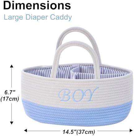 DUHEL Diaper Caddy Organizer, White Blue - Image 2