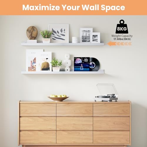 upsimples Floating Shelves for Wall Decor and Storage, White, 6Pcs 47.3'' - Image 5