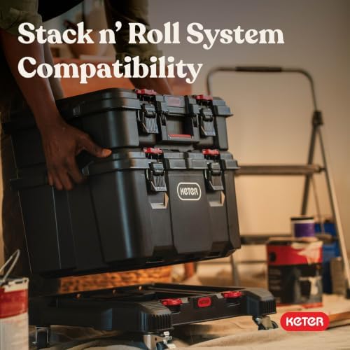 Keter Stack-n-Roll Dolly – Heavy-Duty Rolling Base Cart with Locking Wheels | Modular Mobile Workstation & Tool Storage Platform | Durable, Easy-Glide Design for Garage, Jobsite & Workshop - Image 3