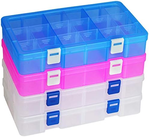 DUOFIRE Plastic Organizer Storage Box, Adjustable Divider 18 Grids, 4 Pack by DUOFIRE