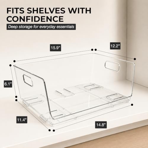 ClearSpace Stackable Storage Bins, Front Pantry Organizer, Large, 8 Pack - Image 2