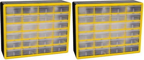 Akro-Mils 24-Drawer Plastic Drawer Storage Cabinet for Garage Organization, Bead Organizer, Building Bricks Storage, Teacher Toolbox, Makeup Organizer, 20-Inch W x 6-Inch D x 16-Inch H, 10124 Yellow by Akro-Mils