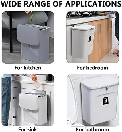 TOPROAD Kitchen Hanging Trash Can, 2.4 Gallon Wall Mount Bin with Lid - Image 6