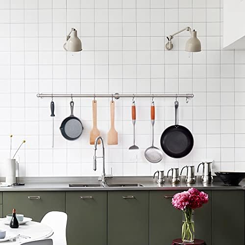 ROTHLEY Hanging Pot Rack Hanger: 39.4 Inch Stainless Steel Pot and Pan Hanger Pot Rack Wall Mounted Hanging Pots and Pans Rack Pot Hangers for Kitchen Wall Kitchen Rail with Hooks (Brushed) - Image 5