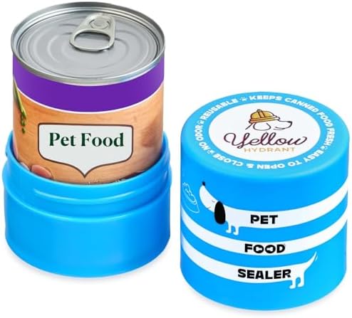 The Original Canned Dog Food Storage Container Patent Pending Reusable Airtight Can Cover Pet Food Sealer - Keeps Dog Food Can Fresh in the Fridge, Eliminates Odor, Easy to Use by YellowHydrant