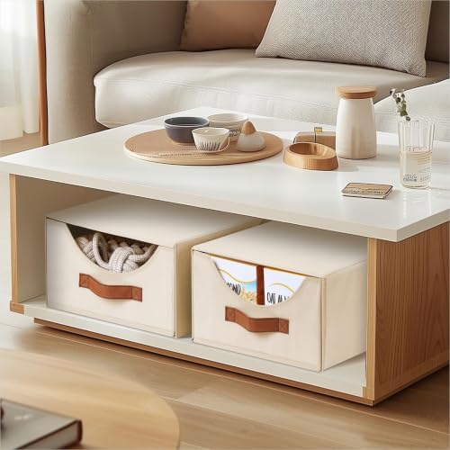 Homsorout Large Closet Storage Bins with Drawer, Fabric Bins for Organization, Collapsible Storage Drawers Organizer for Bedroom, Living Room, 6 Pack, Beige - Image 2