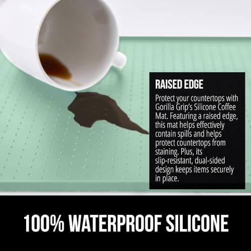GORILLA GRIP Silicone Coffee Mat, Espresso Bar Essentials, 12x19, Mint - Image 3