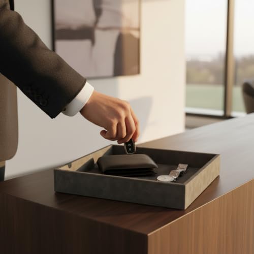Hard-Sided Valet Tray,Desktop Organizer for Keys,Wallet and Watch - Image 2