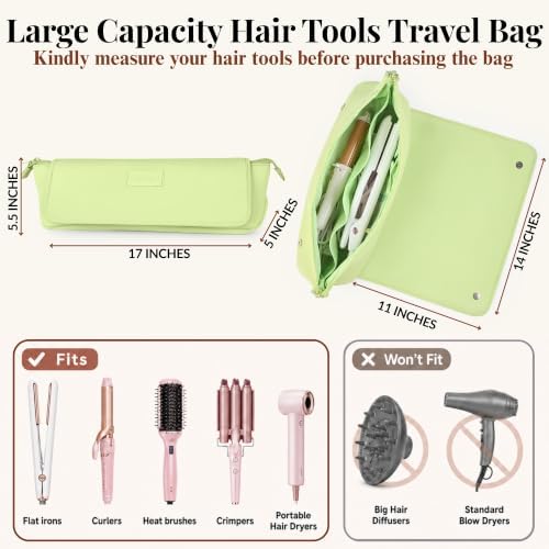 BAREFOOT CARIBOU Hair Tools Travel Bag and Heat Resistant Mat (Apple Green) - Image 3