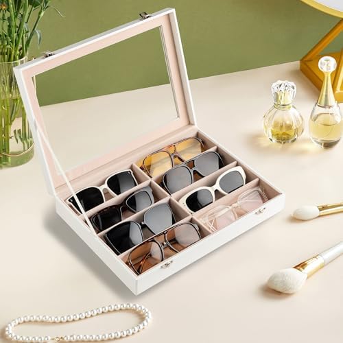 Frebeauty 8-Slot Sunglass Organizer,Sunglass Holder with Clear Lid - Image 2