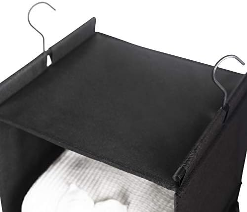 MAX Houser 4-Shelf Hanging Closet Organizer, Space Saver, Cloth Hanging Shelves with 2 Side Pockets, Foldable (Black) - Image 5