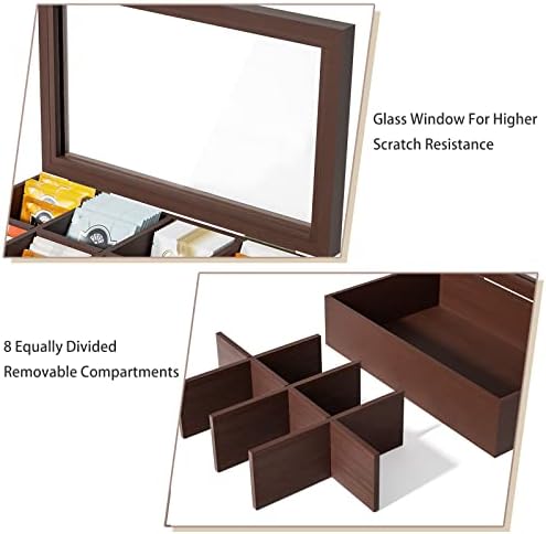Alsonerbay Wooden Tea Box Organizer with Lid & 8-Compartment, Walnut - Image 5