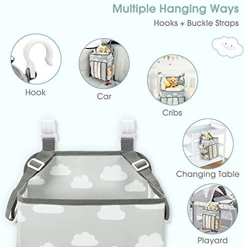 Maliton Hanging Diaper Caddy Organizer Hold 50+ Diapers(Gray Cloud) - Image 4