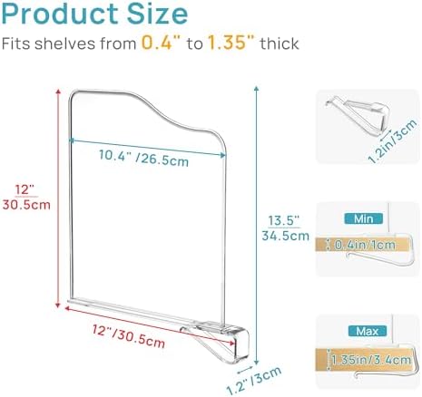 Vtopmart 12" Extra Tall x 11.7" Deep Shelf Dividers, 4 Pack - Image 2