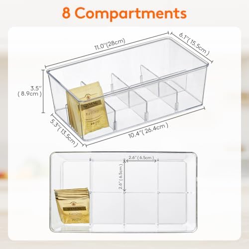 Lifewit 2 Pack 16 Compartment Tea Organizer, Stackable for Cabinet, Clear - Image 2