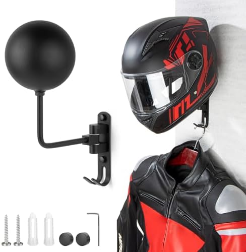 PUERSI Helmet Holder Wall Mount - 180° Rotation Motorcycle Helmet Hanger by PUERSI