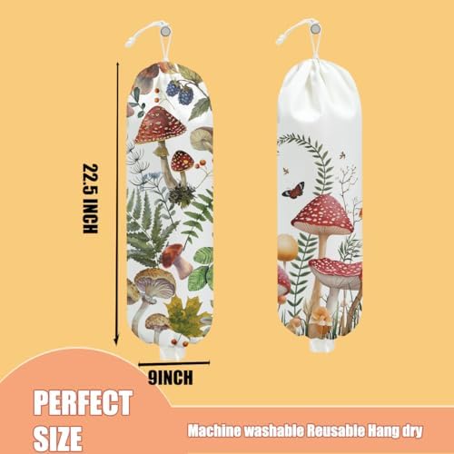 2 Pcs Mushroom Plastic Bag Holder, Wall Mount Grocery Bag Holder - Image 2