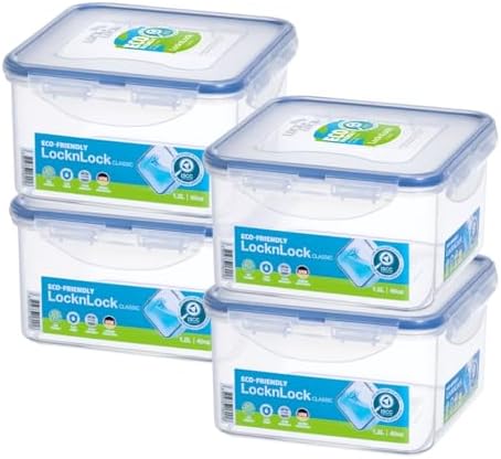 LOCK & LOCK Easy Essentials Storage Food Storage Container Set / Food Storage Bin Set - 4 Piece, Clear by LocknLock