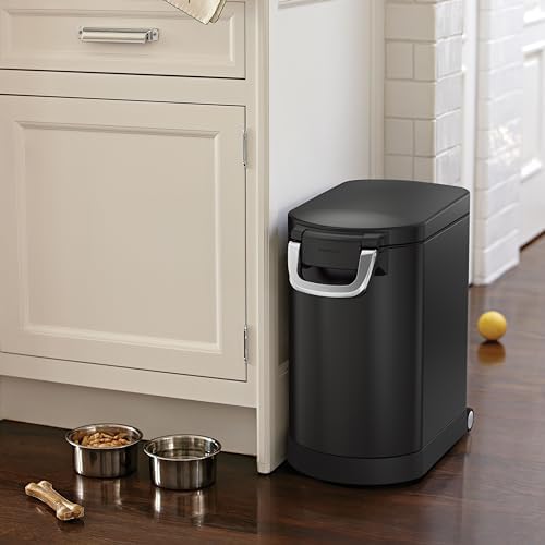 simplehuman 25 Liter, 27 lb / 12.2 kg Medium Pet Food Storage Container for Dog Food, Cat Food, and Bird Feed, Alloy Steel, Matte Black - Image 3