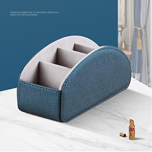 Remote Control Holder, Leather 5 Rooms Desk Organizer and Decorations for Living Room, Bedside Table Remotes Caddy for TV Controllers/ Makeup Brush Pen/ Office Stationery/ Art Supplies/ Eyeglasses - Image 4