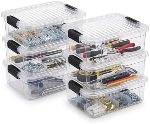 Superio 2.3 Quart Clear Plastic Storage Containers with Lids, Stackable Organizer Bins, BPA-Free Storage Boxes for Home, Office, Dorm & Classroom, 6 Pack by Superio