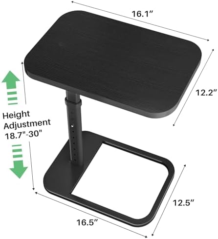 Kitstorack Upgraded TV Tray Table with Panel Lock, Adjustable Height & 90° Flip-Over Design, Sofa Arm End Side Table for Eating, Dinner, Snack, Laptop, Couch, Bed, Chair or Small Spaces, Black - Image 2