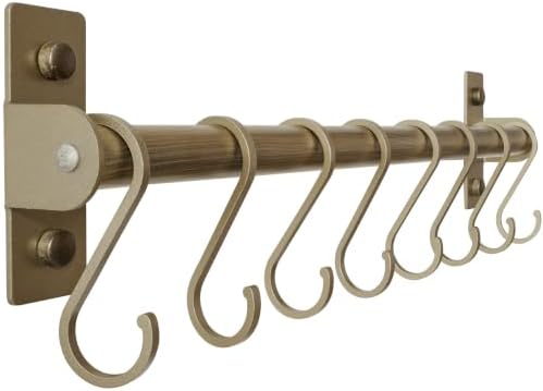 Dseap Kitchen Utensil Holder Hanger, Pot and Pan Rack wall Mounted, Kitchen Rail with 8 Hooks for Hanging Cooking Utensils, Mugs, Spoons, Wall Mounted, Bronze New by Dseap