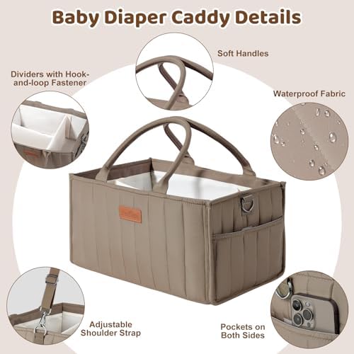 Baby Diaper Caddy Organizer, Portable Nursery Storage Basket - Image 3