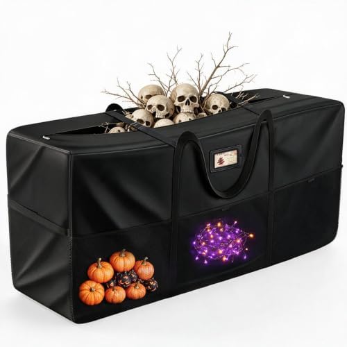 12FT Halloween Skeleton Storage Bag, 600D Oxford 6 Organized Mesh Pockets by HighQualityBetterLife