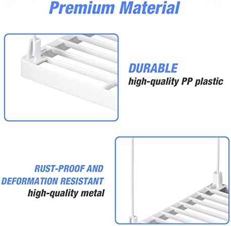 NiHome 2-Pack Stackable Plastic Kitchen Storage Shelf Foldable Rack, White - Image 5