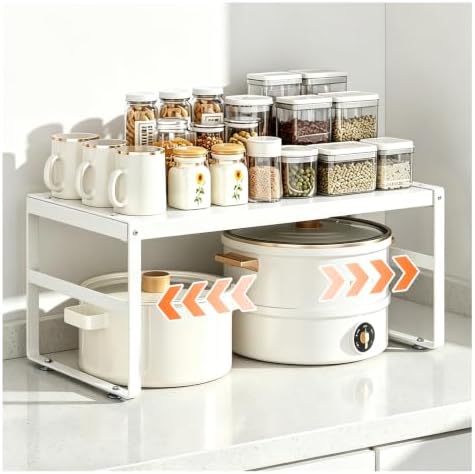 Expandable Kitchen Organizer Shelf, Cabinet Countertop Shelves by BXMEET