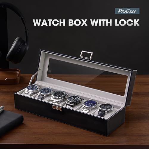 ProCase 6 Slots Watch Case Box for Men -Black - Image 6