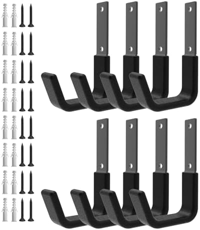 Heavy Duty Garage Hooks, Ladder Hangers for Garage Wall, Black, 8 S by Juformin