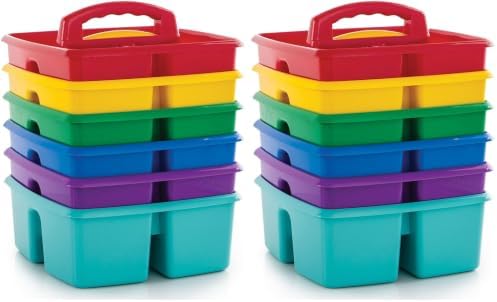 Storex Classroom Caddy, 9.25 x 9.25 x 5.25 Inches, Assorted Colors, Color Assortment Will Vary, Case of 6 (00940U06C), Small Caddy (Pack of 2) by Storex