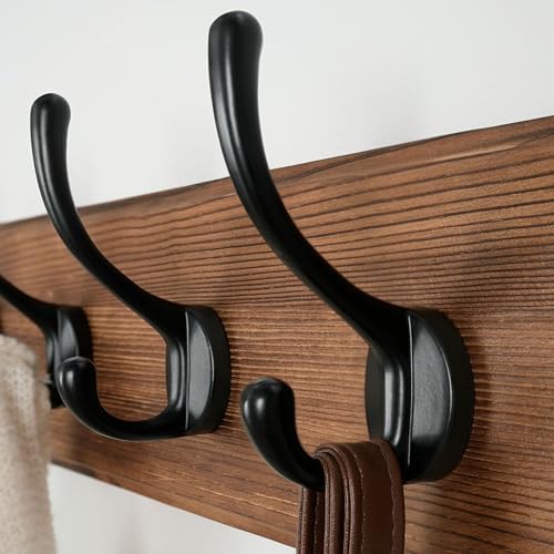 Dseap Wall Mounted Coat Rack: 38-1/4" Long, Patented, Heavy-Duty, 10-Double-Hooks Wooden Hanger Rail for Winter Coats, Hat, Jacket, Clothing - Natural & Black - Image 7