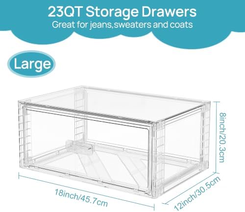 Vtopmart 4 Pack Large Clear Stackable Storage Drawers 23QT - Image 3