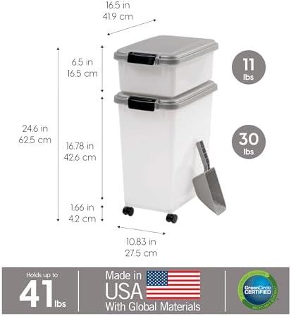 IRIS USA Dog Food Storage Container, Up to 30+11 lbs, Silver - Image 3