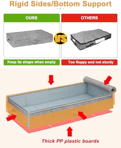 punemi 6.7 in High Under Bed Storage Containers with Zipper Lid, 3Pack,Grey - Image 3
