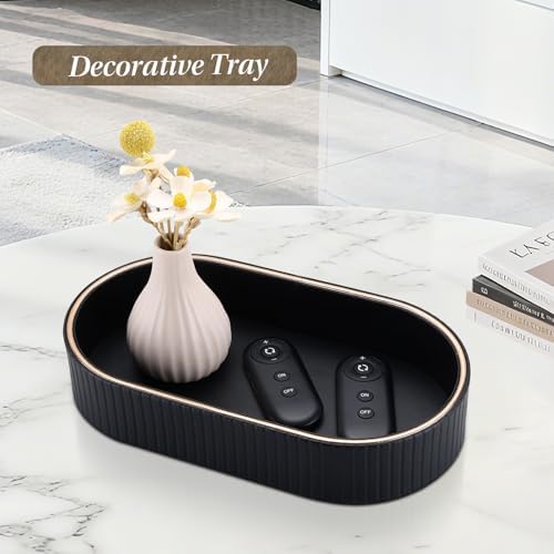 GORESE PU Leather Valet Tray Nightstand Organizer, Oval Perfume Trays Key Bowl Jewelry Dish for Bedside Dresser Entryway Table, Vanity Tray for Bathroom, EDC Trays for Men Women, 11×5.9 in, Black - Image 6