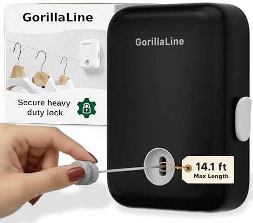 GorillaLine - Retractable Clothesline Indoor Outdoor Clothes Line - Heavy Duty Clothes Drying Laundry Line - Wall Mounted Drying Rack - Air Dry Clothing by GorillaLine