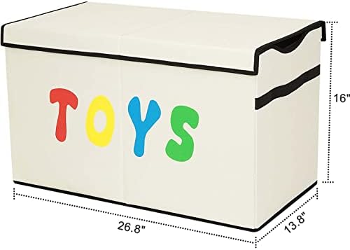 YOLOXO Toy Box Chest, Collapsible Sturdy Storage Bins with Lids, Extra Large Kids Toy Storage Organizer Boxes Bins Baskets for Kids, Boys, Girls, Nursery Room, Playroom, Closet (New Beige) - Image 2