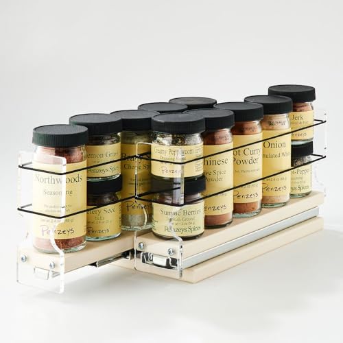 Vertical Spice - Narrow Pullout Spice Rack - Sliding Drawer for Kitchen Organization - Pantry Organizers and Storage - 2 Drawers - 10 Spice Jar Capacity (4.6" W x 5.0" H x 10.6" D, Cream) - Image 3